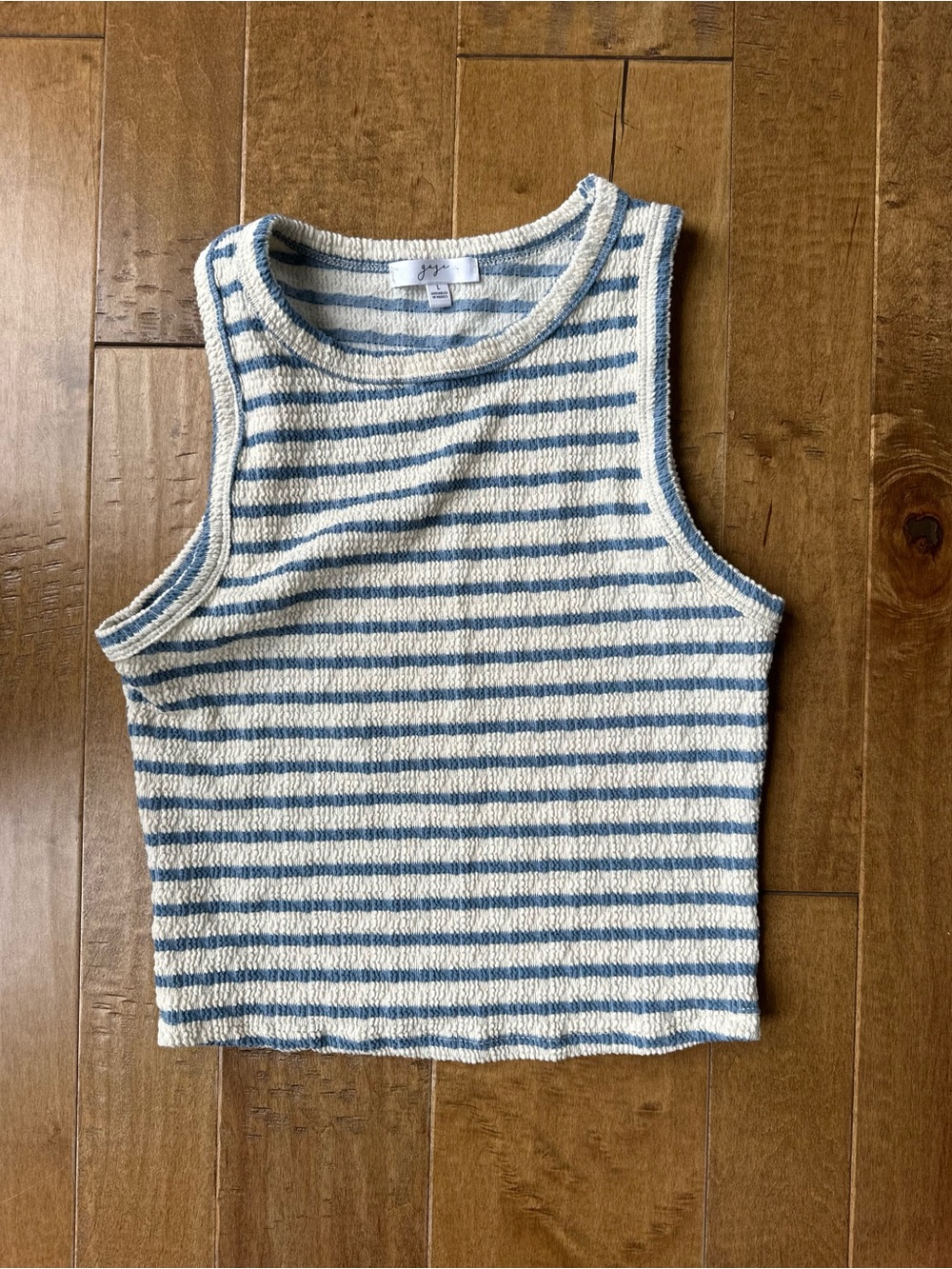 Striped Sleeveless Knit Tank Top - Blue & White